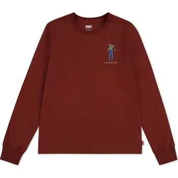 Chlapecké tričko Dětské bavlněné tričko s dlouhým rukávem Levi's SADDLE MAN LS TEE 8EN714 burgundské 93X, vel. 92