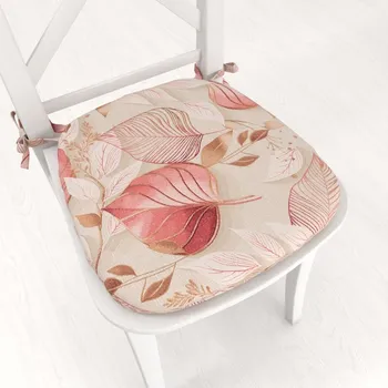 Podsedák Oblý podsedák Leona LN-172 Růžovo-vínové listy na režném - 39x37x3 cm