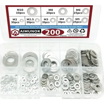 Sada nářadí Sada 200 ks plochých nerezových podložek 304 M2–M10 pro šrouby a matice Domácí dílna a průmyslové použití