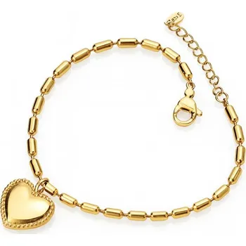 Náramek Flamenco Mystique Náramek z chirurgické oceli pokovený 14k zlatem, srdce BST1585