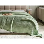 Přikrývka zelená bavlna 220 x 240 cm vaflový vzor deka na postel textilní doplňky ložnice obývací pokoj Beliani