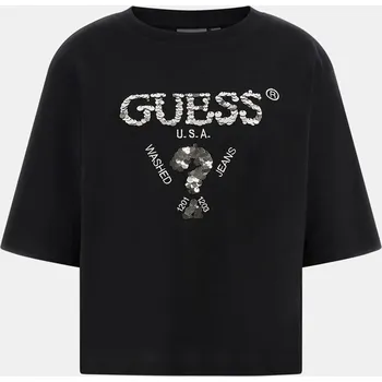 Dámské Tričko s krátkým rukávem GUESS AURELIE BOXY TEE V4YI06I3Z14-FJ8N – Černá S