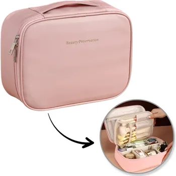 Flamenco Mystique Elegantní rozkládací kosmetická taštička, pouzdro, vyrobeno z ekokůže, růžová KS146R