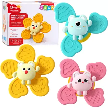 Hračka pro nejmenší Sada senzorických spinnerů s přísavkou pro miminka a batolata, 3 ks