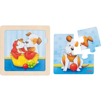 Dětské zboží GOKI Dřevěné puzzle Pejsek 4 dílky