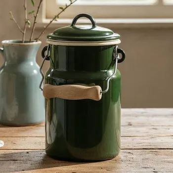 Konvička na mléko Mlékovar, smaltovaný OLKUSKIE WYROBY EMALIOWANE 1 l OWE Green