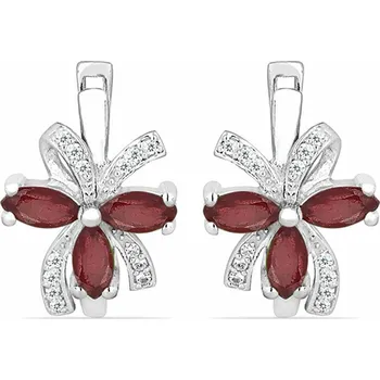 Náušnice Náušnice stříbrné s broušenými rubíny a zirkony Ag 925 026541 RB 1,8 cm, 5,5 g