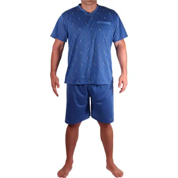 Pánské pyžamo Slavomír krátké pyžamo bavlna XL modrá