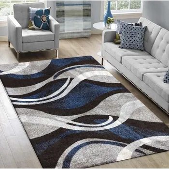 Koberec Kusový koberec WAVE - šedo/modrý