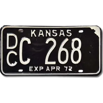 Plechová cedule Americká SPZ Kansas 1972 Black DCC 268