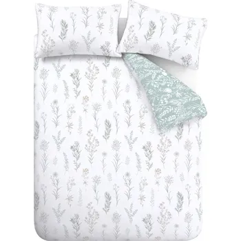 Povlečení Zeleno-bílé bavlněné povlečení na jednolůžko 135x200 cm Wild Flowers – Bianca ID_1609982