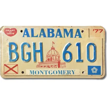 Plechová cedule Americká SPZ Alabama 1977 Capitol BGH 610