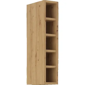Kuchyňská skříňka Horní otevřená skříňka LUNARA - šířka 15 cm, dub artisan