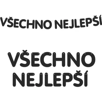 Vlajka Papírová girlanda Všechno nejlepší – černá 130 cm
