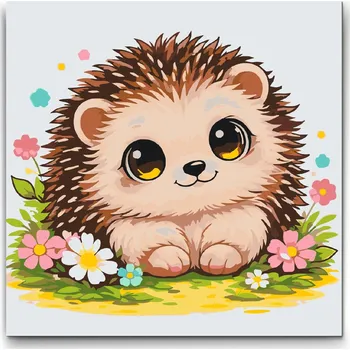 Malování podle čísel - Ježek s velkýma očima Velikost: 30x30cm, Rámování: Pouze srolované plátno