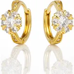 Flamenco Mystique Náušnice z nerezové oceli pokovené 14k zlatem se zirkonovými květy KST3504