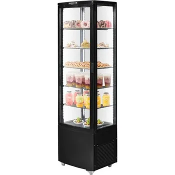 Vinotéka Chladicí vitrína VEVOR, velká vitrína na pečivo o objemu 9,8 kubických stop/278 l, 5patrová komerční chladnička s LED osvětlením, TURBO chlazení, bezmrazové chlazení vzduchem, pro pekárny