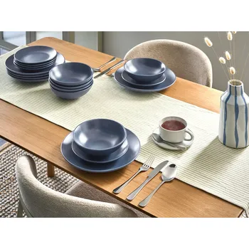 Sada nádobí Sada 18 kusů kameninové nádobí modrá ručně vyrobená barevná glazura pro 6 osob kuchyně jídelna Beliani