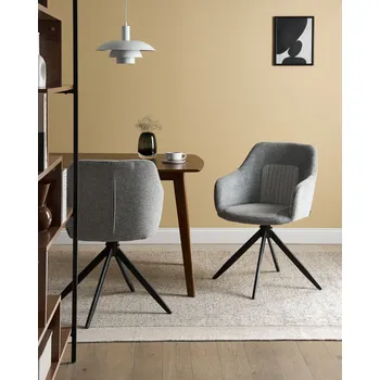 Jídelní židle Sada 2 otočných jídelních židlí šedé čalounění kovové nohy dvě barvy jídelna kuchyně Beliani