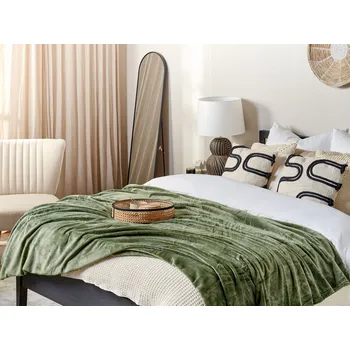 deka Deka zelená polyester 150 x 200 cm měkká vlasová přikrývka doplněk do domácnosti moderní design Beliani