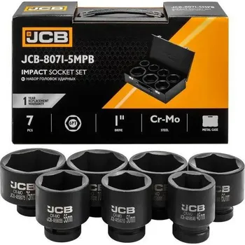 Gola sada JCB Sada rázových hlavic 1" Cr-Mo šestihranných 7 KUSŮ 46-75 mm