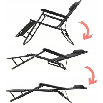 Zahradní lehátko Garden Line Skládací lehátko s opěrkou hlavy černé *7838