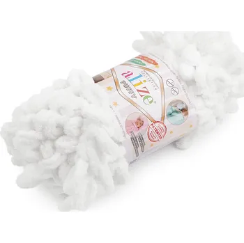 Příze Pletací příze Alize Puffy 100 g, střední, 8 (55) bílá