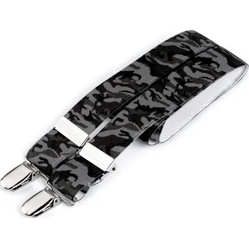 Kšandy Dětské šle smajlík, postavičky, zvířátka, auta, velké, 26 šedozelená sv. maskáčová