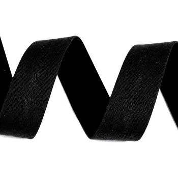 Šikmý proužek bavlněný elastický šíře 20 mm zažehlený, střední, 5/ 25 černá