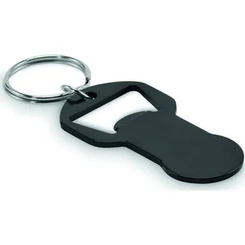 Hliníková klíčenka s otvírákem Clave - Černá