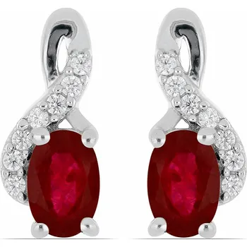 Náušnice Náušnice stříbrné s broušenými rubíny a zirkony Ag 925 012172 RB 1,3 cm, 2,6 g