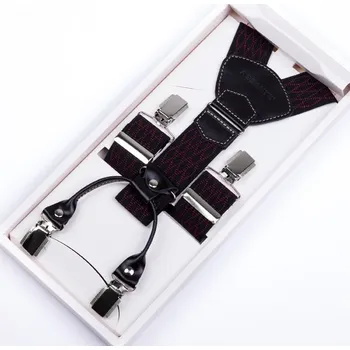 Kšandy Luxusní kšandy černočervené kožená poutka Assante 90047, Velikost Uni