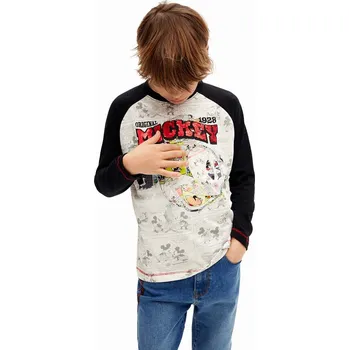 Chlapecké tričko Dětské bavlněné tričko s dlouhým rukávem Desigual MICKEY MOUSE 24WBTK10 černá 99X, vel. 164