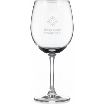 Sklenice Sklenice na víno s gravírovaným textem „Dnes bude skvělý den“ sluníčko