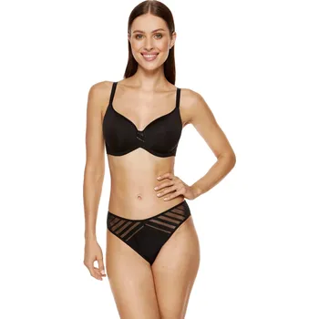 Kalhotky Dámské kalhotky GORTEKS Luna panty made of lace and tulle BLACK 44