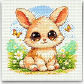 Diamantové malování Diamantové malování - Králiček s velkýma očima Velikost: 30x30cm, Rámování: Pouze srolované plátno, Diamanty: Čtvercové