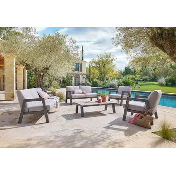 Zahradní sestava DEOKORK Hliníková sestava HELIOS pro 7 osob (šedo-hnědá)