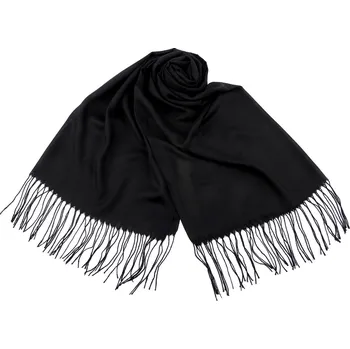 Šála Šátek / šála jednobarevná s třásněmi 70x165 cm, velké, 11 černá