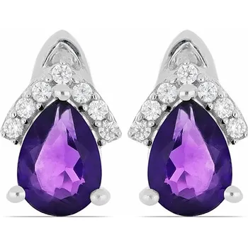Náušnice Náušnice stříbrné s broušenými africkými ametysty a zirkony Ag 925 011529 AFAM 1,1 cm, 1,9 g