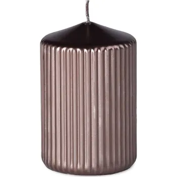 Svíčka Rýhovaná Válec 65x100mm hnědá metalik, svíčka 260 gram