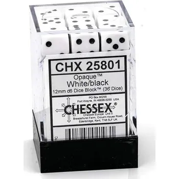 Příslušenství k deskovým hrám Sada kostek Chessex White w/Black 12mm D6 Dice Blocks (25801) - 36ks