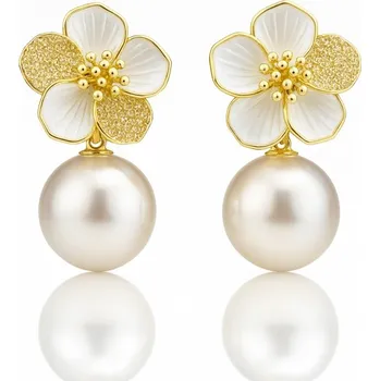 Náušnice Flamenco Mystique Náušnice s květinami z nerezové oceli pozlacené 14k zlatem KST3513