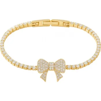 Náramek Flamenco Mystique Náramek z chirurgické oceli pokovený 14k zlatem, mašle BST1596