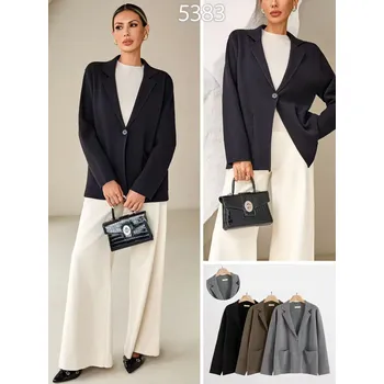 Dámský svetr Elegantní blejz/sako úplet 5383 barva: hnědá , velikost: S/M