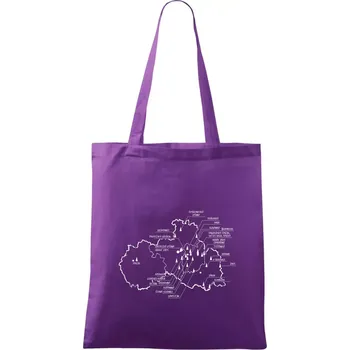 Nákupní taška Mapa rozhleden - Liberecký kraj - Taška bavlněná - 42 x 38 cm ( Fialová )