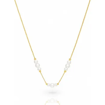 Náhrdelník Flamenco Mystique Náhrdelník z nerezové oceli pokovený 14k zlatem, perly NST2216
