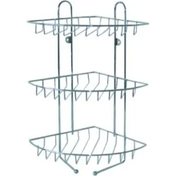 Drátěná police Polička kúpeľňová 3 poschodová drôt rohová chróm 23x23x43 cm XXX