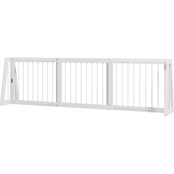ohrádka pro psa Dveřní branka PawHut pro psy s výsuvným dřevěným rámem 71-190 cm, 3 panely, schodišťová branka pro schody do kuchyně a chodby, 38,5 x 56 cm, bílá | Aosom.de