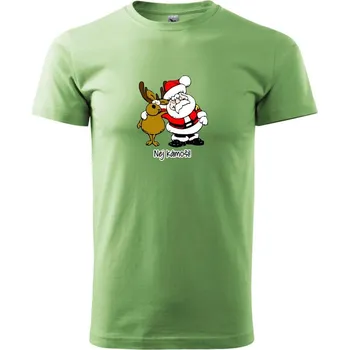 Pánské tričko Nej kámoši - Santa a sob - Klasické pánské triko vyšší gramáže - 4XL ( Trávově zelená )
