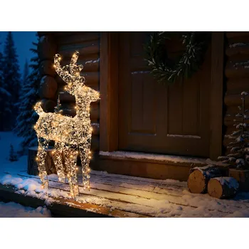 Vánoční dekorace Vánoční venkovní LED dekorace Sob stříbrný kov 70 cm Vánoční zahradní ozdoba osvětlení Beliani